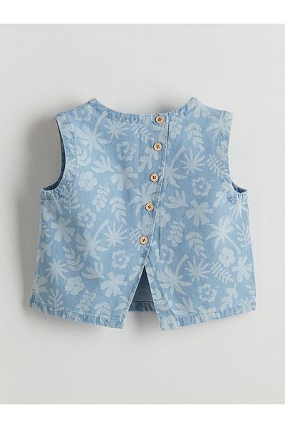 LC Waikiki Indigo Floral Girl's Jean Blouse