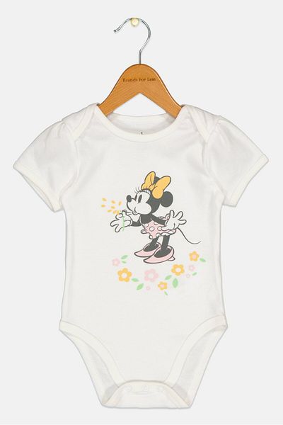 Disney Toddlers Girl Graphic Print Short Sleeves Bodysuit, White