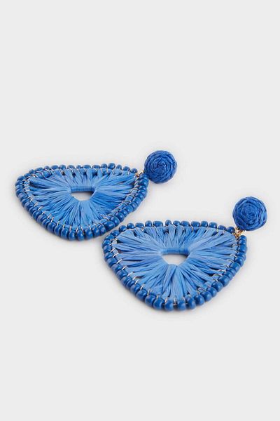 DeFacto Women's Blue Straw Earrings F0849Axns
