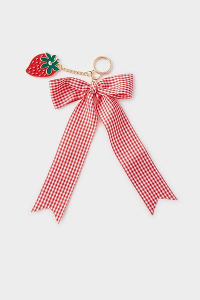 DeFacto Women's Red Ribbon Strawberry Charm Keychain F1716Axns