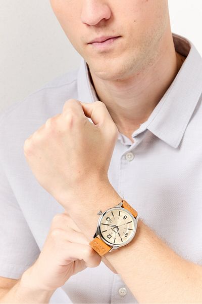 Timberland Men T TBL14645JS-07 Leather Analog Watch 48mm, Brown