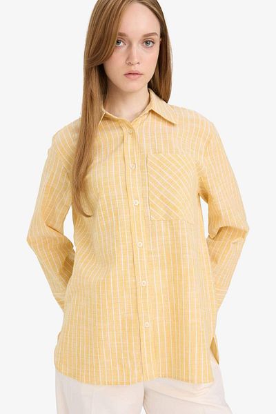 DeFacto Relax Fit Striped Flared Cotton Long Sleeve Shirt Tunic F6314Ax25Sm