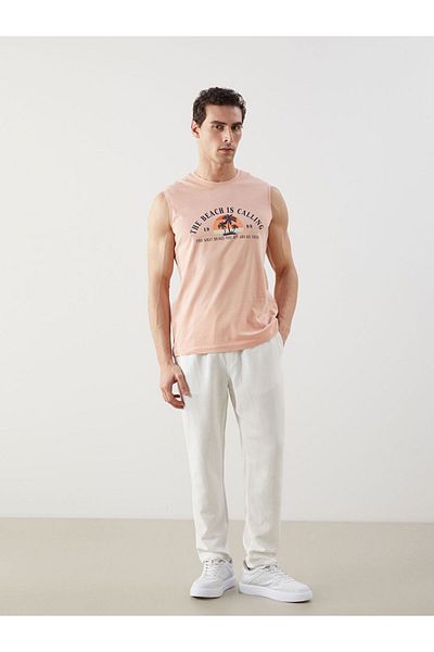 LC Waikiki Ανδρικό αμάνικο μπλουζάκι με στάμπα LCWAIKIKI Classic Crew Neck
