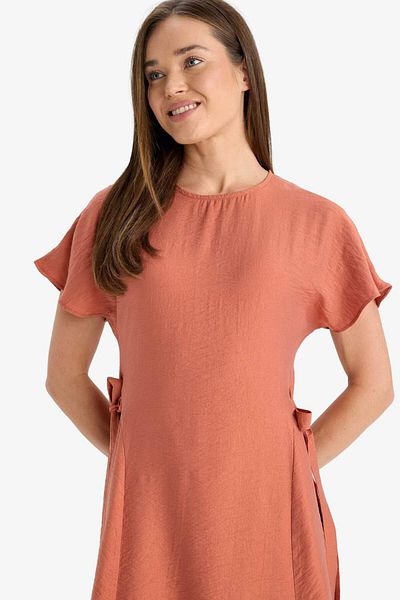 DeFacto Crew Neck Bat Sleeves Basic Plain Midi Dress E6028Ax25Sp