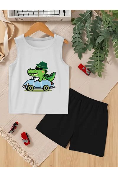 YUNAYT Set tricou fără mâneci și pantaloni scurți pentru copii