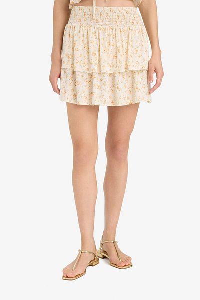 DeFacto Coool A-Line Floral Regular Waist Crinkle Viscose Mini Skirt F5130Ax25Sm