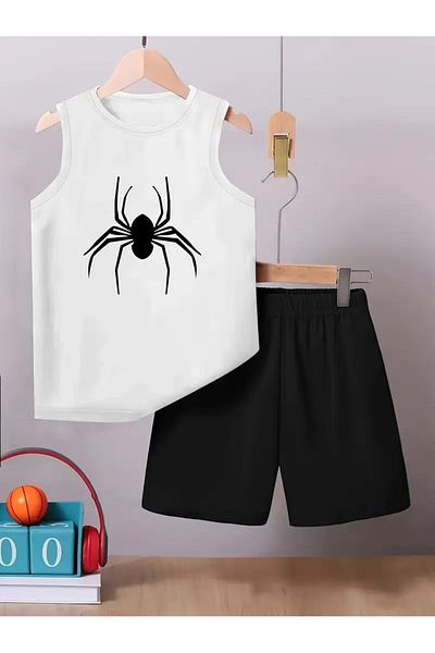 YUNAYT Children's Sleeveless T-Shirt and Shorts Set with Pockets