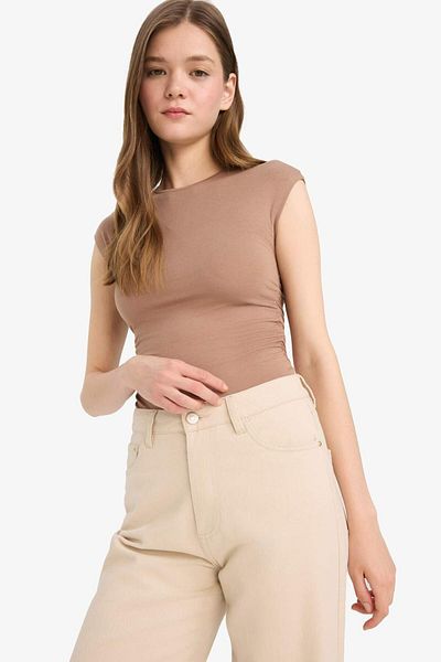 DeFacto Koszulka z krótkim rękawem Cool Fitted Crew Neck Basic Plain Modal F5187AX25SM