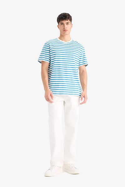 DeFacto Tricou cu mânecă scurtă din bumbac cu dungi E2637AX25SM