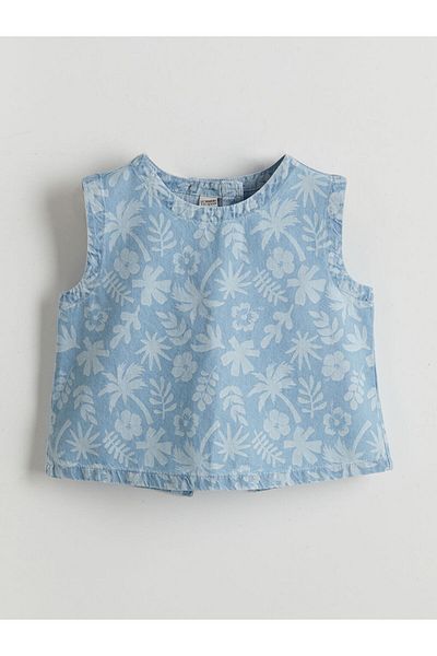 LC Waikiki Indigo Floral Girl's Jean Blouse