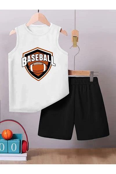 YUNAYT Children's Sleeveless T-Shirt and Shorts Set with Pockets