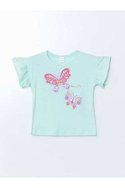 LC Waikiki LCW ECO T-Shirt mit Rundhalsausschnitt und Blumenmuster für Mädchen