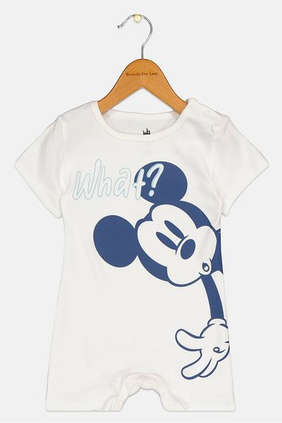 Disney Toddlers Boy Round Neck Short Sleeve Graphic Print Romper, White