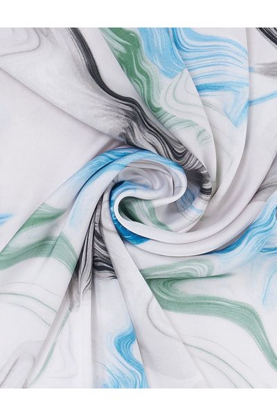 Kayra Marbling Pattern Scarf Black-Optical White