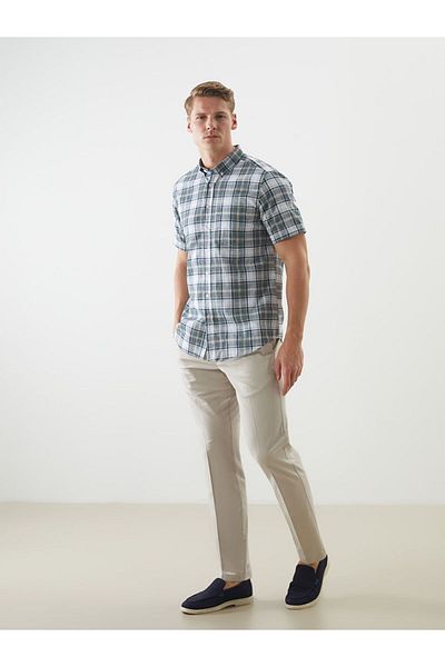 LC Waikiki LCWAIKIKI Classic Regular Fit Short Sleeve Plaid Men's Shirt