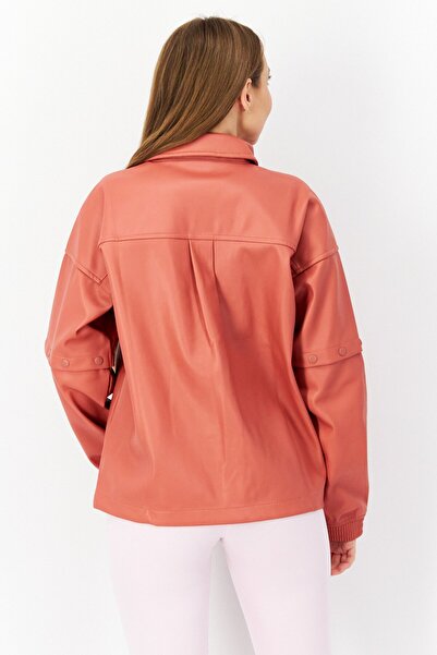 adidas Women Sportswear Fit Faux Leather Track Top, Pink