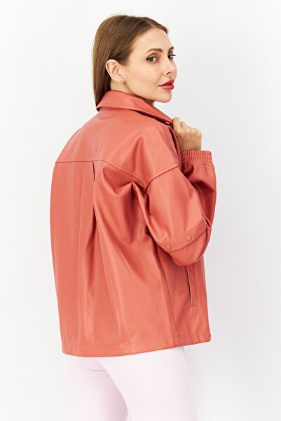 adidas Women Sportswear Fit Faux Leather Track Top, Pink