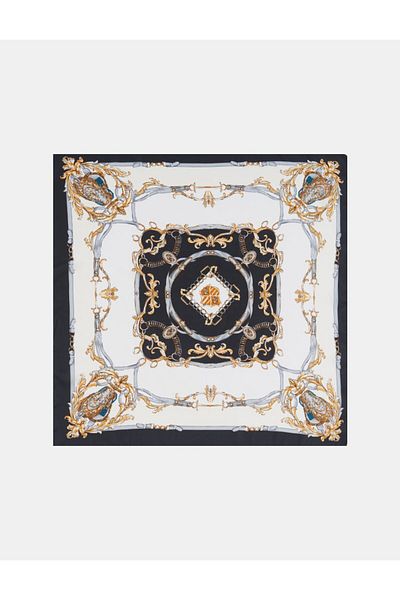 Kayra Chain Pattern Scarf Black-Cream