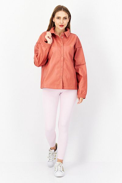 adidas Women Sportswear Fit Faux Leather Track Top, Pink