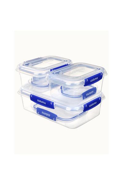 Generic مجموعة أوعية تخزين الطعام الأساسية كليب إت بلس المقاومة للتسرب من سيستيما، مكونة من 6 قطع، شفافة وزرقاء، 881766