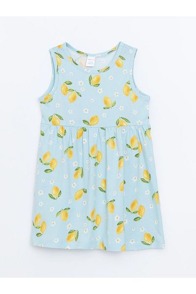 LC Waikiki Lcw Eco Crew Neck Lemon Printed Girl's Dress
