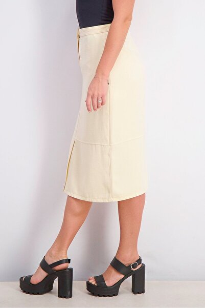 Reserved Women Slit Hem Midi Skirt, Cream