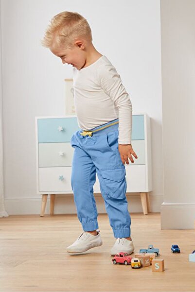 Tchibo بنطال سادة برباط للأولاد من كيدز، أزرق