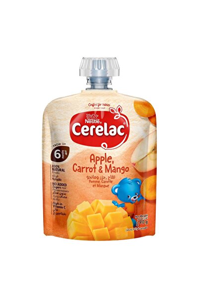 Cerelac Nestle Cerelac Apple Carrot & Mango Fruits Puree Pouch Bay Food From 6 Months 90 g