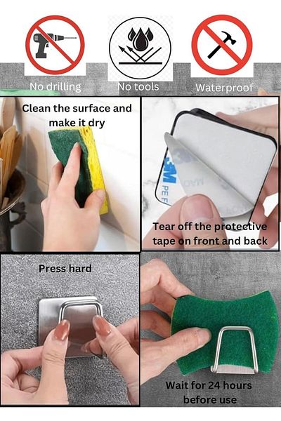 fulina Sponge Holder for Kitchen Sink,Stainless Steel Sink Holder,Kitchen Organiser,Pack of 2