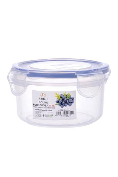 Generic علبة طعام دائرية محكمة الغلق ومضادة للتسرب من بارفيت، شفافة وزرقاء، سعة 0.4 لتر، YH001105PP12