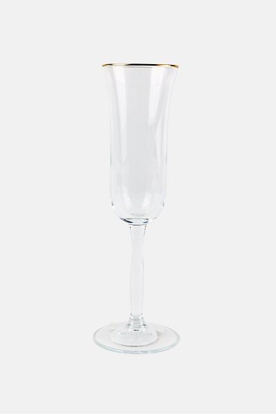 Muy Mucho Gold Rim Champange Glass 170ml, Transparent