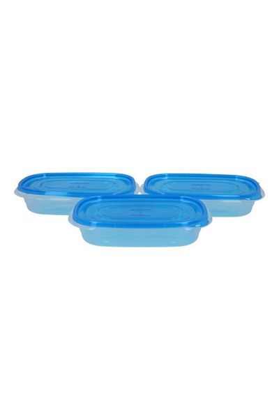 Generic مجموعة علب طعام مستطيلة من سيستيما، 3 قطع، أزرق، 950 مل (متعدد الألوان)