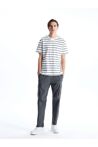 LC Waikiki Xside Crew Neck Striped Combed Cotton Men's T-Shirt