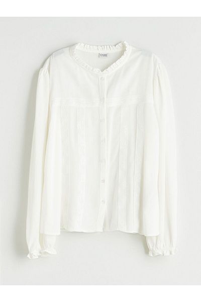 LC Waikiki Lcw Kids Judge Collar Lace Detail Girl's Shirt