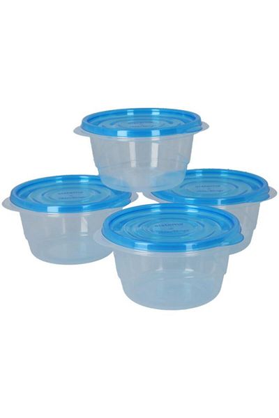 Generic سيستيما، 4 أوعية صغيرة لتخزين الطعام، شفافة وزرقاء، سعة 760 مل (متعددة الألوان)