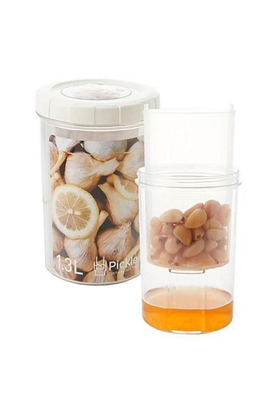 Generic حاوية طعام مخلل من لوك آند لوك، شفافة وبيضاء، سعة 1.3 لتر