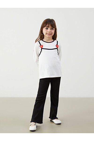 LC Waikiki Crew Neck Printed Girls' Blouse and Leggings 2-Piece