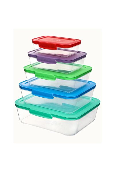 Generic sistema 5-Piece Freezer Safe BPA-Free Nest It Food Storage Container Set Multicolor 59155