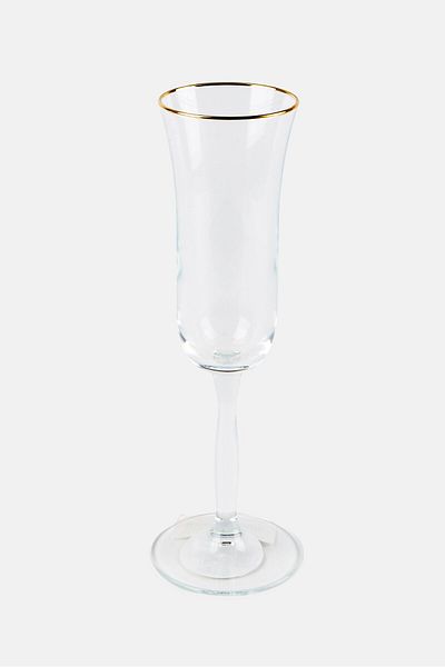 Muy Mucho Gold Rim Champange Glass 170ml, Transparent