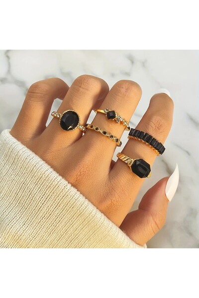 Perry Accesories 10 Adet Ayarlanabilir Eklem Yüzük Seti Gold Yüzük Kadın Çokl...