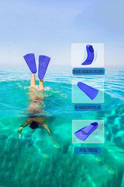 MAİN SHOP Pool Energy 37-38 Swimming Training Pool and Sea Flippers with Ear Nose Plug Gift Carrying Bag