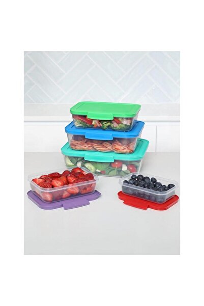 Generic sistema 5-Piece Freezer Safe BPA-Free Nest It Food Storage Container Set Multicolor 59155