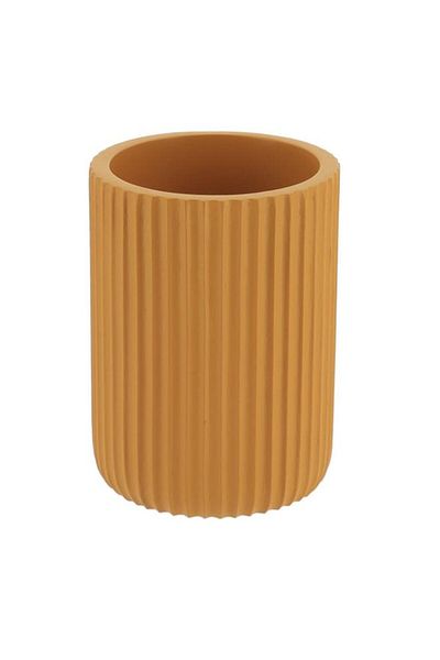 Generic كوب حمام دائري الشكل من البولي راتنج المخطط من تيندانس، لون أصفر خردلي، 61103199