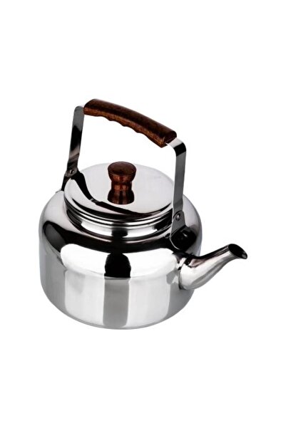 Generic Bister Stainless Steel Leak-Proof Wide Mouth Tea Kettle with Wooden Handle Silver and Brown 2 Liter