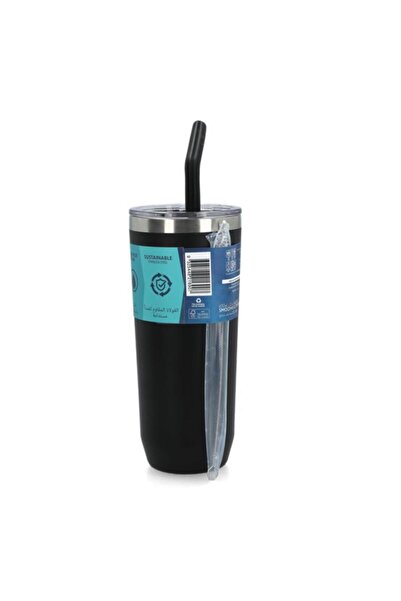 Generic smash Double Wall Smoothie and Coffee Tumbler with Extra Wide Straw Black 650ml 5605