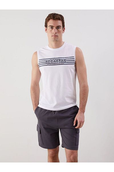 LC Waikiki Ανδρικό αμάνικο μπλουζάκι με στάμπα LCWAIKIKI Classic Crew Neck