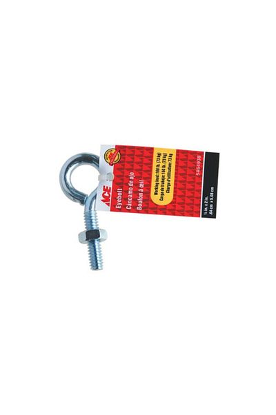 Generic مسمار عين من الفولاذ المجلفن المطلي بالزنك القوي من ACE باللون الفضي مقاس 1/4 × 2 بوصة TSRC-141