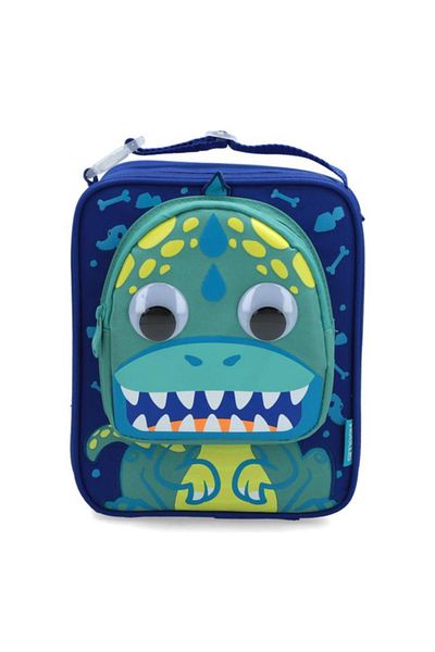 Generic smash 3D Monster Detail Zipper Closure Lightweight Lunch Bag Dark Blue and Green