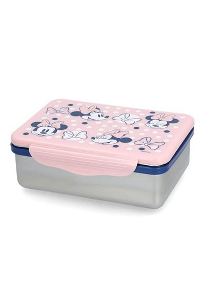 Generic STOR Stainless Steel Rectangular Minnie Mouse Themed Lunch Box Pink and Grey 193ml