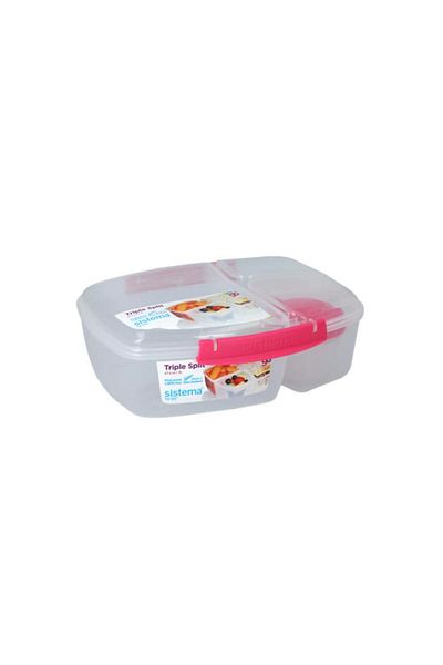 Generic sistema To Go Triple Split Lunch Box with Yogurt Pot Clear 2 Liter 20920